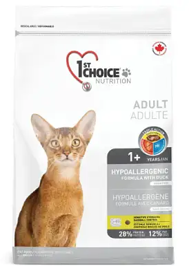 1st Choice Hypoallergenic Гипоаллергенный сухой корм для взрослых кошек (с уткой и картофелем)