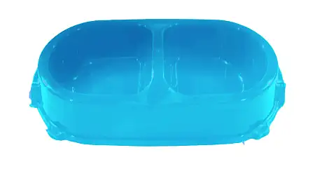 Купить favorite Миска для кошек и собак двойная нескользящая пластиковая голубая