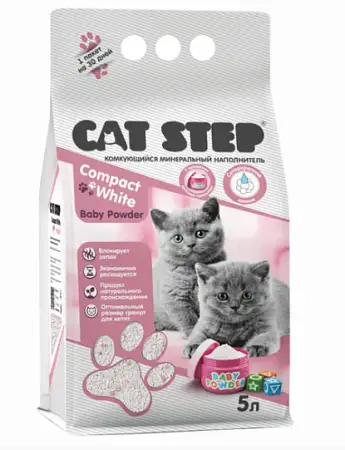 Купить cat step Комкующийся минеральный наполнитель "baby powder" для котят